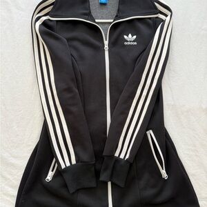 Adidas Women's Black Track Jacket Dress with White Stripes